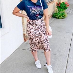 American Eagle Leopard Print midi skirt